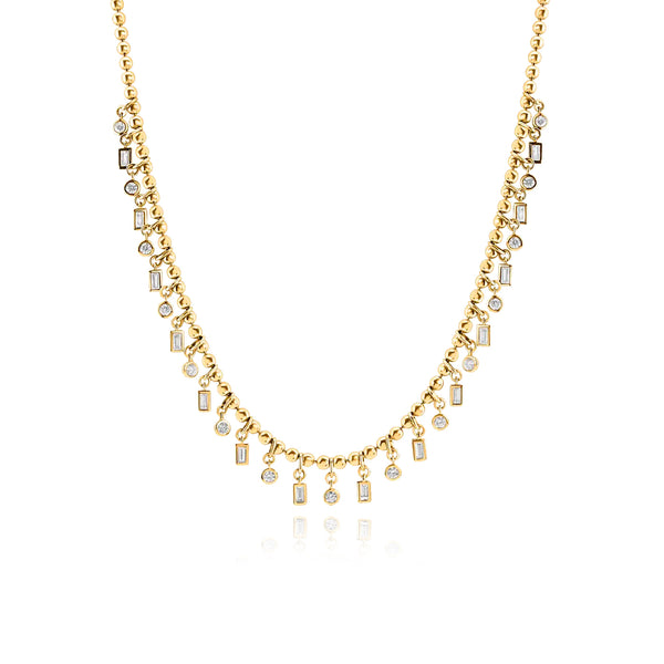 Dangling Multi Shape Bezel Ball Chain