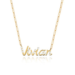 Scattered Diamonds Name Necklace