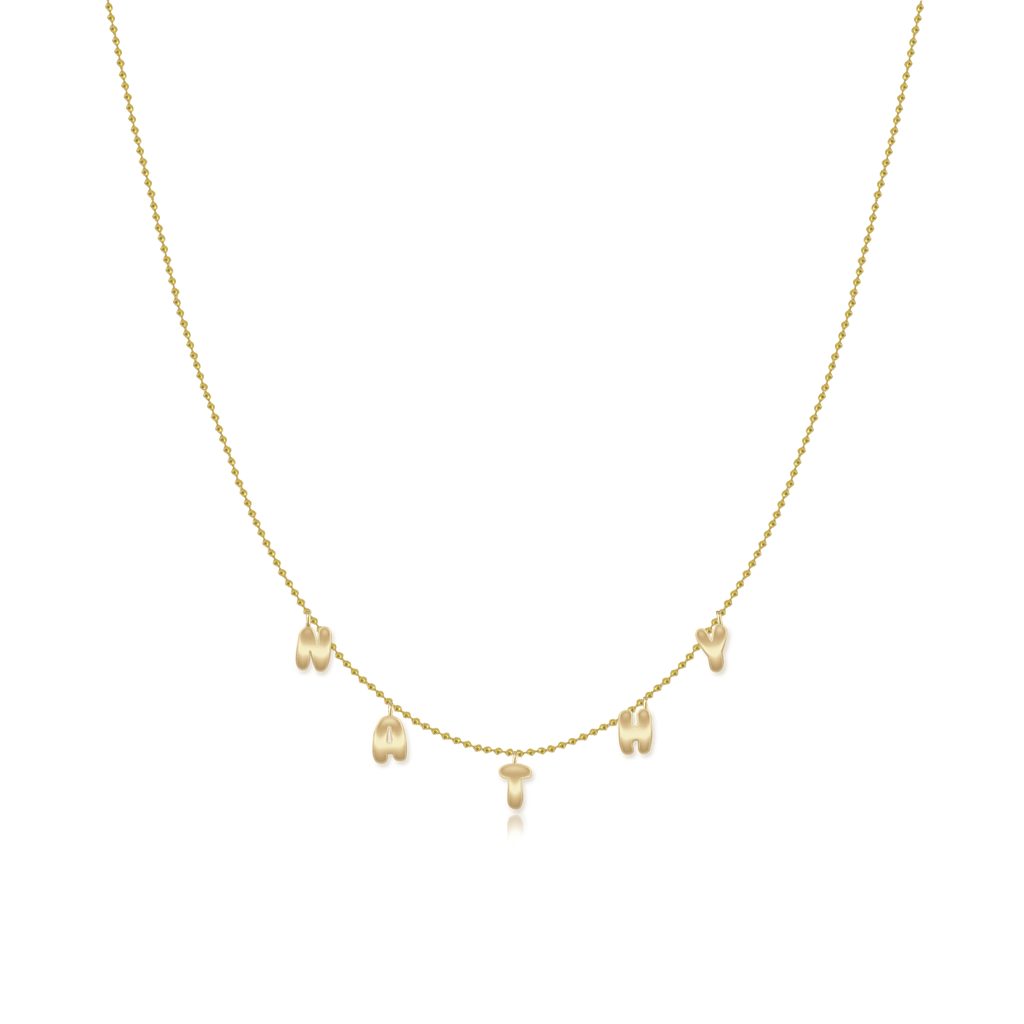 Dangling Gold Name Ball Necklace