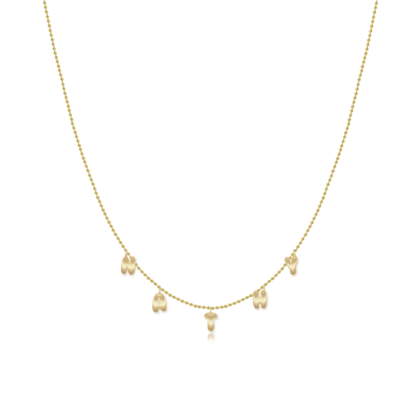 Dangling Gold Name Ball Necklace