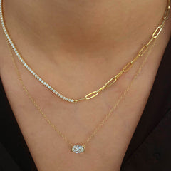 Half Bezel Lab Diamond Necklace