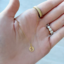 Load image into Gallery viewer, Gold Disc Cutout Initial Necklace
