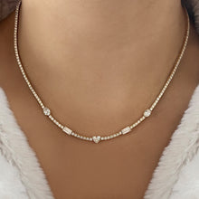 Load image into Gallery viewer, Five Shape Diamond Tennis Necklace
