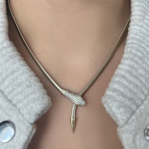 Diamond Snake Emerald Eyes Necklace
