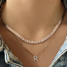 Load image into Gallery viewer, Large Diamond Paperclip Initial Necklace
