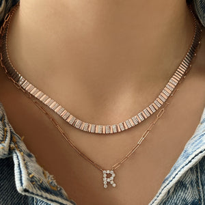 Golden Rectangle Spaced Pave Necklace