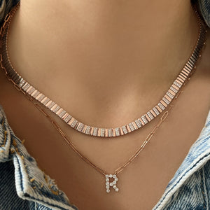 Golden Striped Diamond Necklace