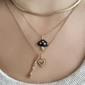 Small Fluted Pave Outline Heart Charm