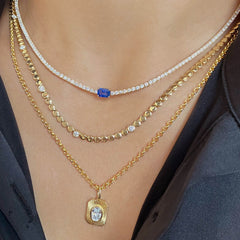 Spaced Diamond Round Golden Necklace