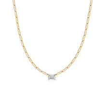 Load image into Gallery viewer, Solitaire Diamond Paperclip Necklace
