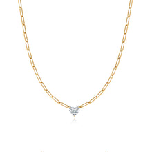 Load image into Gallery viewer, Solitaire Diamond Paperclip Necklace
