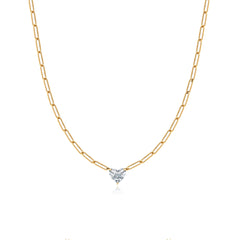 Solitaire Diamond Paperclip Necklace