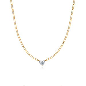 Solitaire Diamond Paperclip Necklace