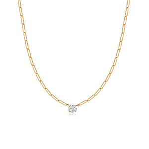 Solitaire Diamond Paperclip Necklace