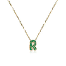 Load image into Gallery viewer, Pave Gemstone Initial Necklace
