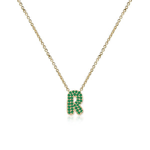 Pave Gemstone Initial Necklace