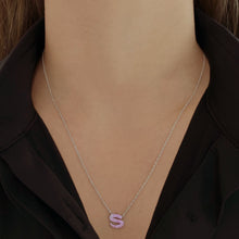 Load image into Gallery viewer, Pave Gemstone Initial Necklace
