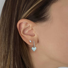 Load image into Gallery viewer, Small Pave Heart Charm Hoop Earring
