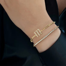 Load image into Gallery viewer, Pave Initial Paperclip Bracelet
