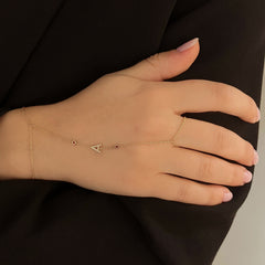 Pave Initial and Gemstones Hand Chain
