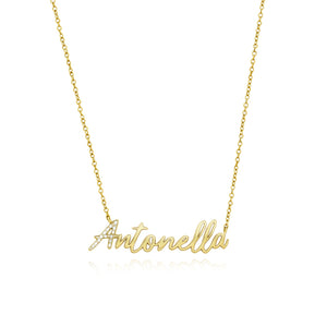 Pave Initial and Gold Name Necklace