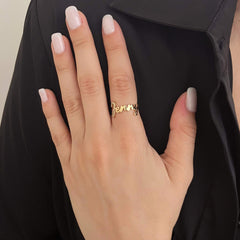 Pave Initial and Gold Name Ring