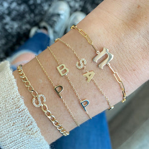 Pave and Gold Initials Bracelet