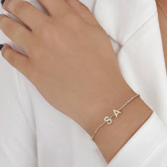 Pave and Gold Initials Bracelet