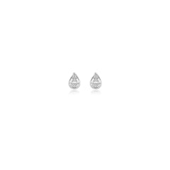 Pear-shaped bezel-set lab-grown diamond stud earrings in 14K white gold, 1 carat total weight