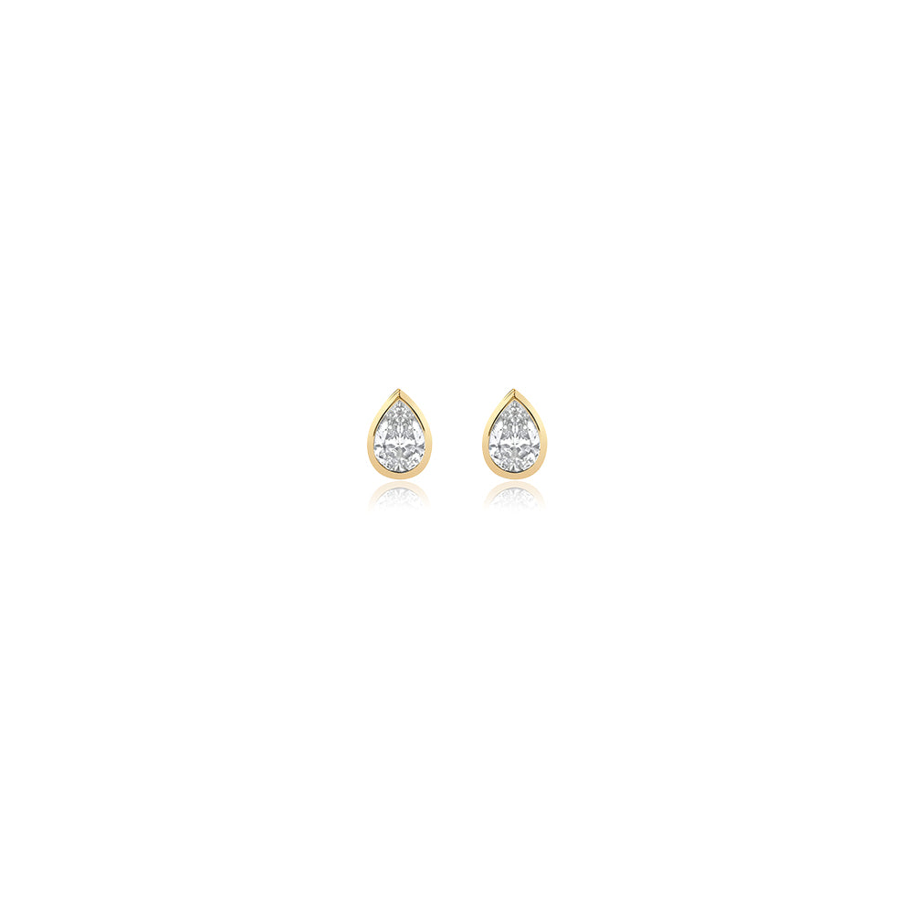 Pear Bezel Lab Diamond Studs