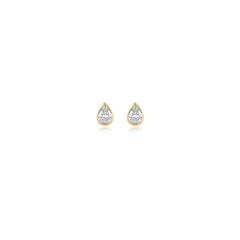 Pear-shaped bezel-set lab-grown diamond stud earrings in 14K yellow gold, 1 carat total weight