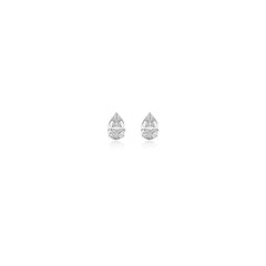 Pear-shaped prong-set lab-grown diamond stud earrings in 14K white gold, 1 carat total weight