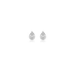 Pear-shaped bezel-set lab-grown diamond stud earrings in 14K white gold, 2.5 carats total weight