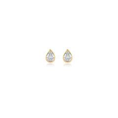Pear-shaped bezel-set lab-grown diamond stud earrings in 14K yellow gold, 2.5 carats total weight