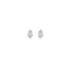 Pear-shaped prong-set lab-grown diamond stud earrings in 14K white gold, 2.5 carats total weight