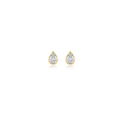 Pear-shaped bezel-set lab-grown diamond stud earrings in 14K yellow gold, 2 carats total weight