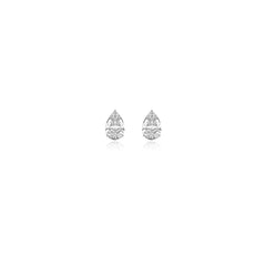 Pear-shaped prong-set lab-grown diamond stud earrings in 14K white gold, 2 carats total weight