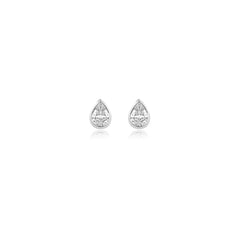 Pear-shaped bezel-set lab-grown diamond stud earrings in 14K white gold, 3.5 carats total weight