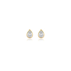 Pear-shaped bezel-set lab-grown diamond stud earrings in 14K yellow gold, 3.5 carats total weight
