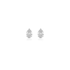 Pear-shaped prong-set lab-grown diamond stud earrings in 14K white gold, 3.5 carats total weight
