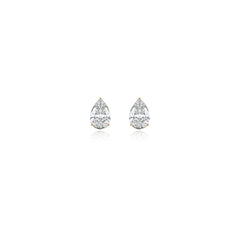 Pear-shaped prong-set lab-grown diamond stud earrings in 14K yellow gold, 3.5 carats total weight