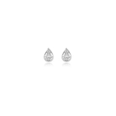 Pear-shaped bezel-set lab-grown diamond stud earrings in 14K white gold, 3 carats total weight
