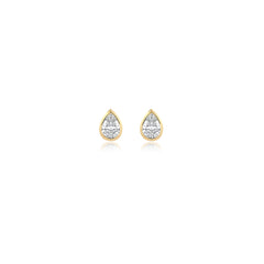 Pear-shaped bezel-set lab-grown diamond stud earrings in 14K yellow gold, 3 carats total weight