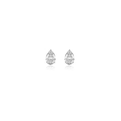 Pear-shaped prong-set lab-grown diamond stud earrings in 14K white gold, 3 carats total weight
