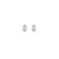 Pear-shaped prong-set lab-grown diamond stud earrings in 14K yellow gold, 3 carats total weight