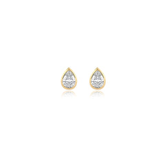 Pear-shaped bezel-set lab-grown diamond stud earrings in 14K yellow gold, 4 carats total weight