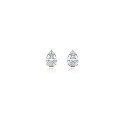 Pear-shaped prong-set lab-grown diamond stud earrings in 14K yellow gold, 4 carats total weight