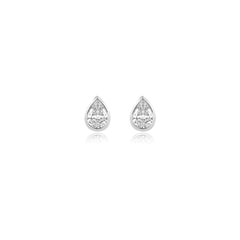 Pear-shaped bezel-set lab-grown diamond stud earrings in 14K white gold, 5 carats total weight