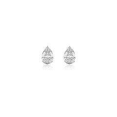 Pear-shaped prong-set lab-grown diamond stud earrings in 14K white gold, 5 carats total weight