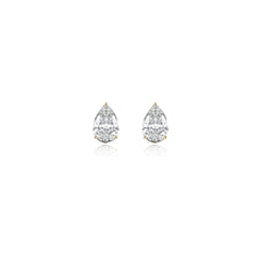 Pear-shaped prong-set lab-grown diamond stud earrings in 14K yellow gold, 5 carats total weight